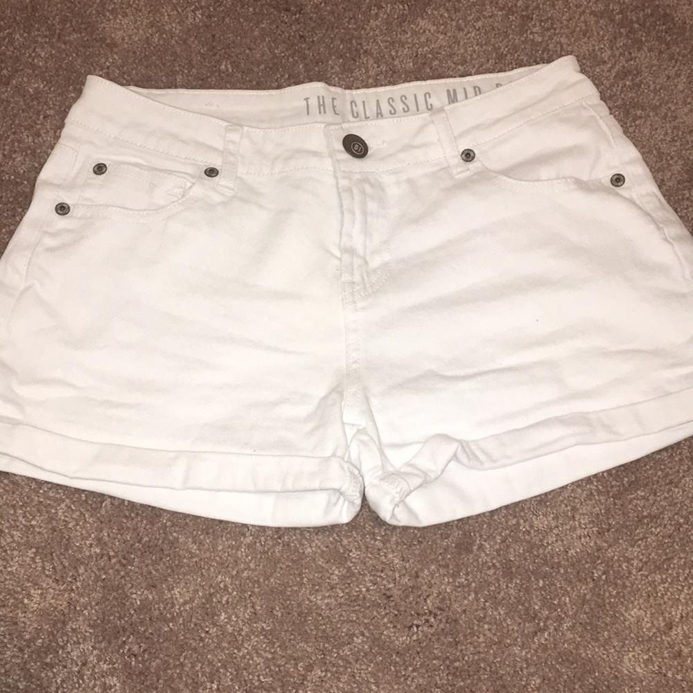 Mid rise white shorts